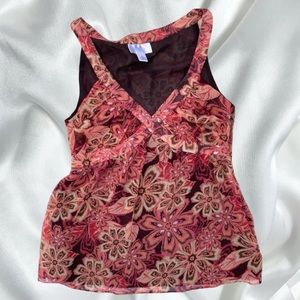 Fairycore floral sleeveless blouse Ann Taylor LOFT